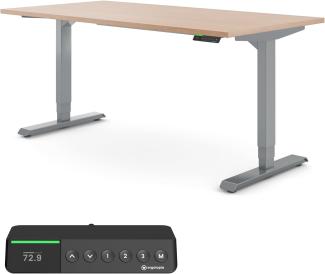 Desktopia Pro X - Elektrisch höhenverstellbarer Schreibtisch / Ergonomischer Tisch mit Memory-Funktion, 7 Jahre Garantie - (Buche, 180x80 cm, Gestell Grau)