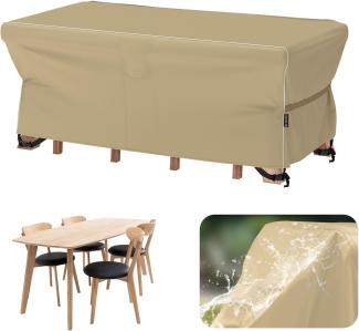 Velway Gartenmöbel Abdeckung Wasserdicht 170x95x74cm - Winddicht Schutzhülle mit Reflektierender Streifen 600D Oxford Möbelsets Abdeckung Staubfest Abdeckhauben für Gartentisch Sitzgruppe Khaki