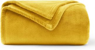 WAVVE Kuscheldecke Flauschig Decke Fleecedecke - Sofadecke 150x200 cm Warm Wohndecke Couchdecke, Gelb Decke Weich Sofaüberwurf XL