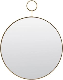Runder Spiegel Loop aus Glas und Messing in Gold