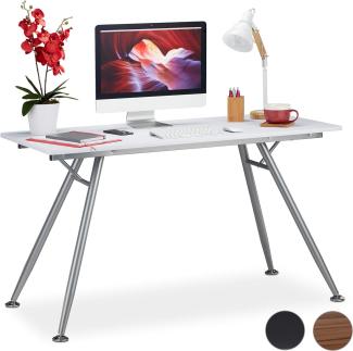 Relaxdays Schreibtisch, modernes Design, für Jugendzimmer & Büro, große Arbeitsfläche, HBT: 77 x 135 x 60 cm, weiß