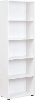 Bücherregal mit 5 Ebenen aus weißem Laminat