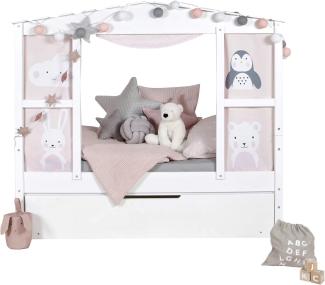 Ticaa 'Mini' Hausbett mit Bettkasten 'Amelie' Kiefer Weiß 80x160