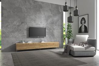 Wuun® TV-Board Lowboard Wohnwand TV-Bank Somero / 200cm (2 x 100cm) /Eiche/Vita Chrom