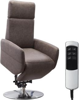 Cavadore 'Cobra' TV-Sessel/Fernsehsessel mit 2 E-Motoren, Akku und Aufstehhilfe/Relaxfunktion, Liegefunktion Dunkelbraun Ergonomie M
