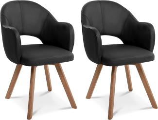 Möbel-Eins DOLORA 2er SET Schalenstühle, Gestell Massivholz schwarz ohne Drehfunktion Echtleder