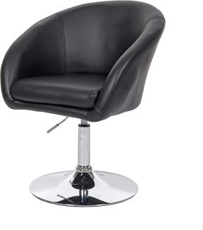Esszimmerstuhl HWC-F19, Küchenstuhl Stuhl Drehstuhl Loungesessel, drehbar höhenverstellbar ~ Kunstleder schwarz
