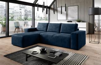 Designer Sofa Solaris mit Schlaffunktion und Stauraum Blau Links