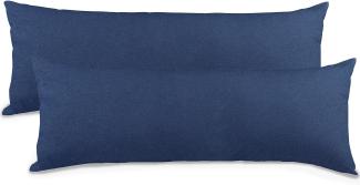 aqua-textil Classic Line Kissenbezug 2er-Set 40 x 200 cm dunkel blau Baumwolle Seitenschläferkissen Bezug Reißverschluss