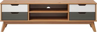 TV-Lowboard Scandik in Massivholz Kiefer honigfarben lackiert 140 cm