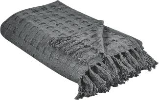 Tagesdecke Baumwolle dunkelgrau mit Fransen 150 x 200 cm BERE