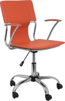 Piqueras y Crespo 214 Bürostuhl, ergonomisch, mit festen Armen, höhenverstellbar und um 360 Grad drehbar, Sitz- und Rückenpolster aus Kunstleder, Orange