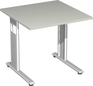 Schreibtisch höhenverstellbar, Lichtgrau / Silber, 80 x 80 x 68-82 cm