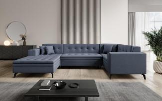 Designer Sofa Neola mit Schlaffunktion Stoff Blau Links