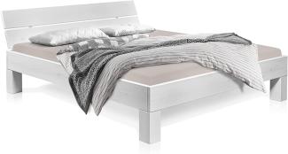 Möbel-Eins LUKY 4-Fuß-Bett mit Kopfteil, Material Massivholz, Fichte massiv weiss 90 x 220 cm