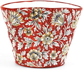 Casa Padrino Luxus Keramik Blumentopf Rot / Mehrfarbig Ø 27 x H. 20 cm - Runder handgefertigter & handbemalter Keramik Pflanzentopf - Luxus Qualität - Made in Italy