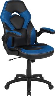 Flash Furniture Gaming Stuhl mit hoher Rückenlehne – Ergonomischer Bürosessel mit verstellbaren Armlehnen und Netzstoff – Perfekt als Zockerstuhl und fürs Home Office – Blau