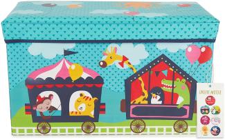 Große Spielzeug- und Staubox sowie Sitzbank fürs Kinderzimmer, Zirkus, 60 x 30 x 35 cm, von Bieco
