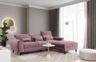 Designer Sofa Forino mit Schlaf- und Klappfunktion Rosé Rechts
