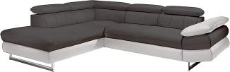 Mivano Ecksofa Solution / L-Form-Sofa in Kunstleder mit Ottomane rechts, Armteil und Kopfstützen verstellbar / 279 x 73 x 228 / Weiß-Fango