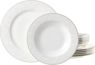 Ritzenhoff & Breker Tafelservice Isabella, 12-teilig, Fine-China-Porzellangeschirr, Weiß mit Ornamenten