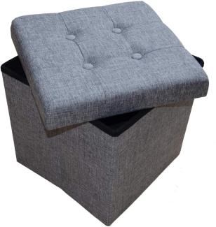Style home Sitzhocker Sitzbank mit Stauraum, Faltbare Sitztruhe Fußbank Aufbewahrungsbox Polsterhocker, belastbar bis 300kg, Leinen, 38 * 38 * 38 cm (Grau)