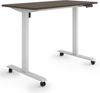 ESMART Germany ETX-121GE 120x60cm Ebenholz Dekor Ergonomischer Steh-Sitz-Schreibtisch auf Rollen Stufenlos elektrisch höhenverstellbar 78,5-128,5cm 3X Memory Aktivitätserinnerung Soft-Start/Stopp