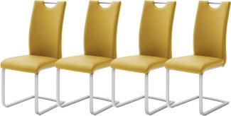 Robas Lund Esszimmerstühle 4er Set Gelb-Curry Schwingstuhl-Set, Stuhl bis 120 kg belastbar