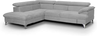 Mivano Ecksofa David / Moderne Couch in L-Form mit verstellbaren Kopfstützen und Ottomane / 256 x 71 x 208 / Mikrofaser-Bezug, Grau