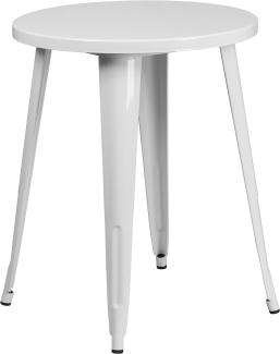 Flash Furniture Runder Metalltisch für drinnen und draußen, 61 cm, Metall, weiß, 24" Round