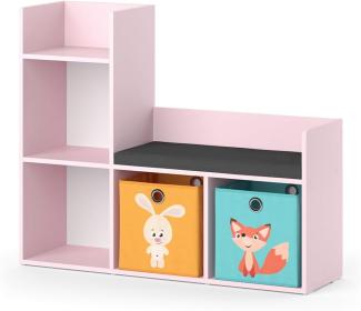 Vicco Regal mit Sitzbank Luigi 107 x 88 cm, Rosa, Kinderzimmer, mit 2 Faltboxen