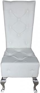 Casa Padrino Barock Esszimmer Stuhl Weiß Lederoptik - Designer Stuhl - Luxus Qualität Hochlehnstuhl