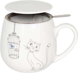 Könitz Becher mit Sieb und Deckel 420 ml Tea for you - CATS AND BIRDS / Teebecher