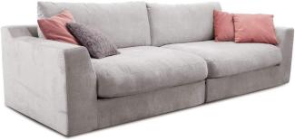 Cavadore Big Sofa Fiona / Große Couch inkl. Rückenkissen im modernen Design / 274x90x112 / Webstoff hellgrau