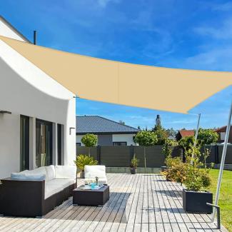 LOVE STORY Sonnensegel Wasserdicht 2x4m Rechteckig PES Polyester Sonnenschutz Windschutz Balkon Terrasse 95% UV-Schut,für Balkon Garten,Sandbeige