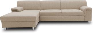DOMO Collection Junin Ecksofa, Sofa in L-Form mit Schlaffunktion, Couch Polsterecke, Moderne Eckcouch, beige, 150 x 251 cm