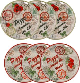 6er Set Pizzateller Moskau & Rot grün rot Ø31,5cm Platte XL-Teller Porzellan