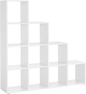VASAGLE Bücherregal bzw. Raumteiler mit 10 Würfel-Fächern, aus Holz, weiß