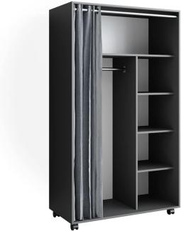 Vicco mobiler Kinderkleiderschrank Dielenschrank Garderobe Doros Grau modern 100 x 168 cm offen rollbar