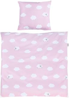 Roba 'Kleine Wolke' Wiegenbettwäsche rosa/weiß