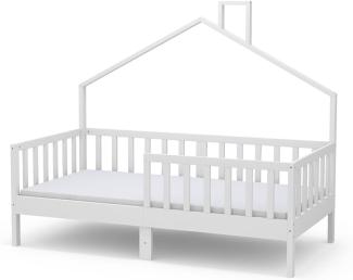 Livinity Hausbett Kinderbett Justus Weiß 80 x 160 cm mit Matratze modern