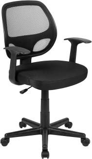 Flash Furniture Bürostuhl mit mittelhoher Rückenlehne – Ergonomischer Schreibtischstuhl mit Armlehnen und Netzstoff – Perfekt für Home Office oder Büro – Schwarz
