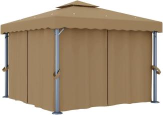 vidaXL Pavillon mit Vorhang 3x3 m Taupe Aluminium 3068557