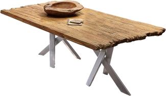 Tisch 220x100 Teak Metall Holztisch Esstisch Speisetisch Küchentisch Esszimmer