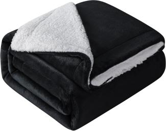 Mixibaby Hochwertige Wohndecken Kuscheldecken, extra Dicke warm Sofadecke/Couchdecke, Größe:150 cm x 200 cm, Farbe:Schwarz