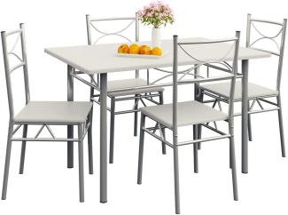 Casaria Esstisch Küchentisch mit 4 Stühlen Esszimmergruppe Essgruppe Küche Tisch Stuhl Set weiß