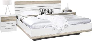 Rauch Möbel Tarragona Bett Futonbett inkluisve 2 Nachttische in Weiß und Eiche Sanremo hell Liegefläche 180x200 cm Gesamtmaße Bett inklusive Nachttische: BxHxT 289 x 102 x 207 cm