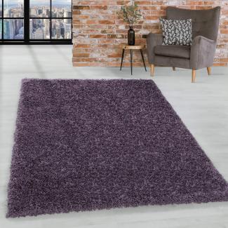 HomebyHome Shaggy Hochflor Wohnzimmerteppich Läufer 80 x 150 cm Violett - Flur Teppich Flauschig, Modern, Plüsch und Extra Weich - Ideal als Bettvorleger im Schlafzimmer und als Küchenläufer