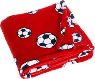 Playshoes Fleece-Decke Fußball 75 x 100 cm rot