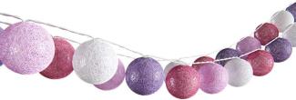 VICCO Lichterkette Cotton Balls Girlande weiß, pink, rosa und lila 310 cm